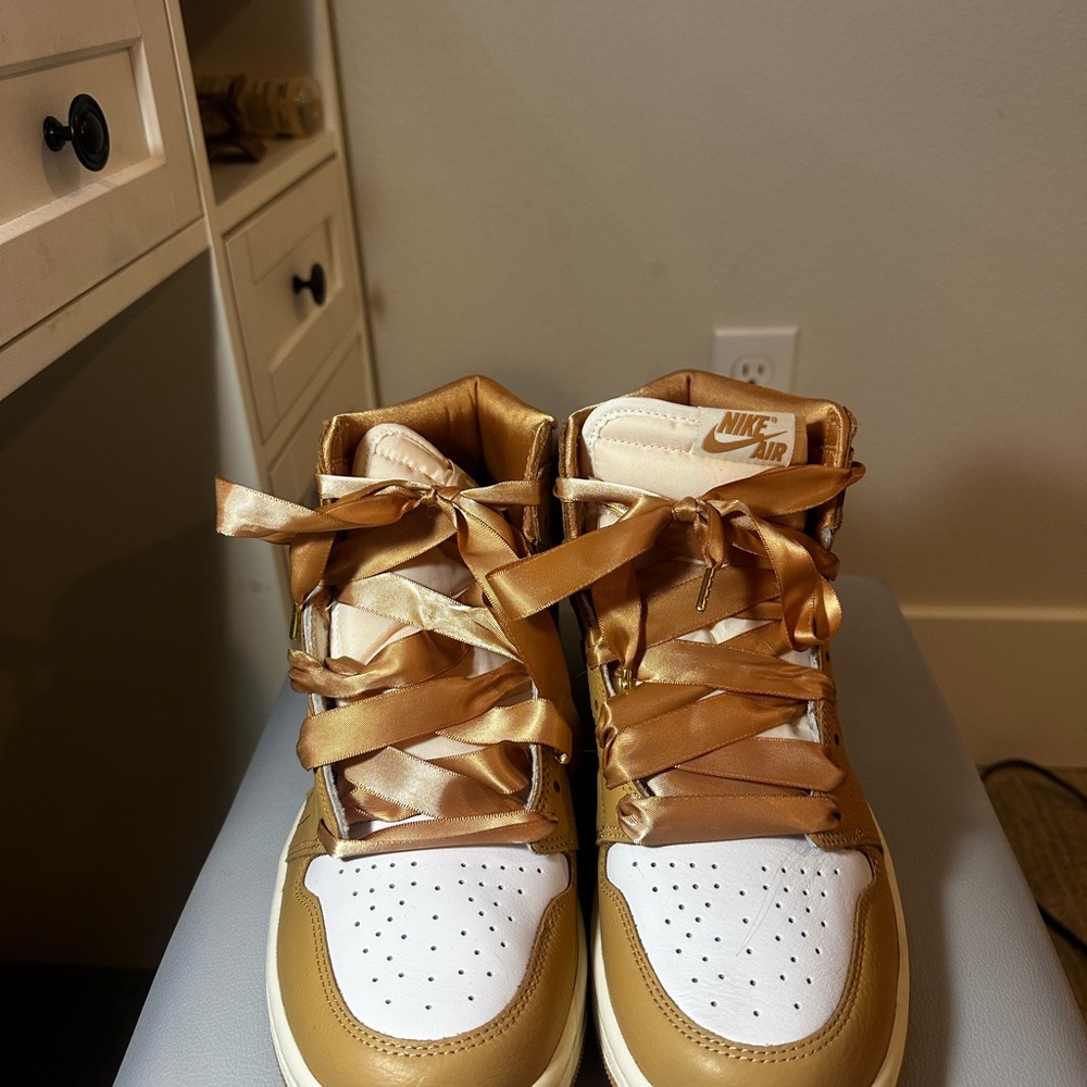 Nike Air Gold and White Sneakers